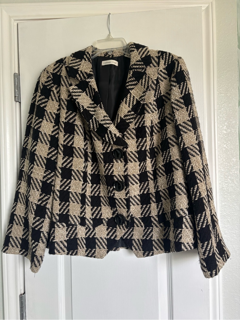 Coldwater Creek Black and Cream Plaid Blazer